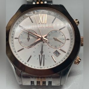 MICHAEL KORS Brookton Chronograph White Dial Two-tone Ladies Watch